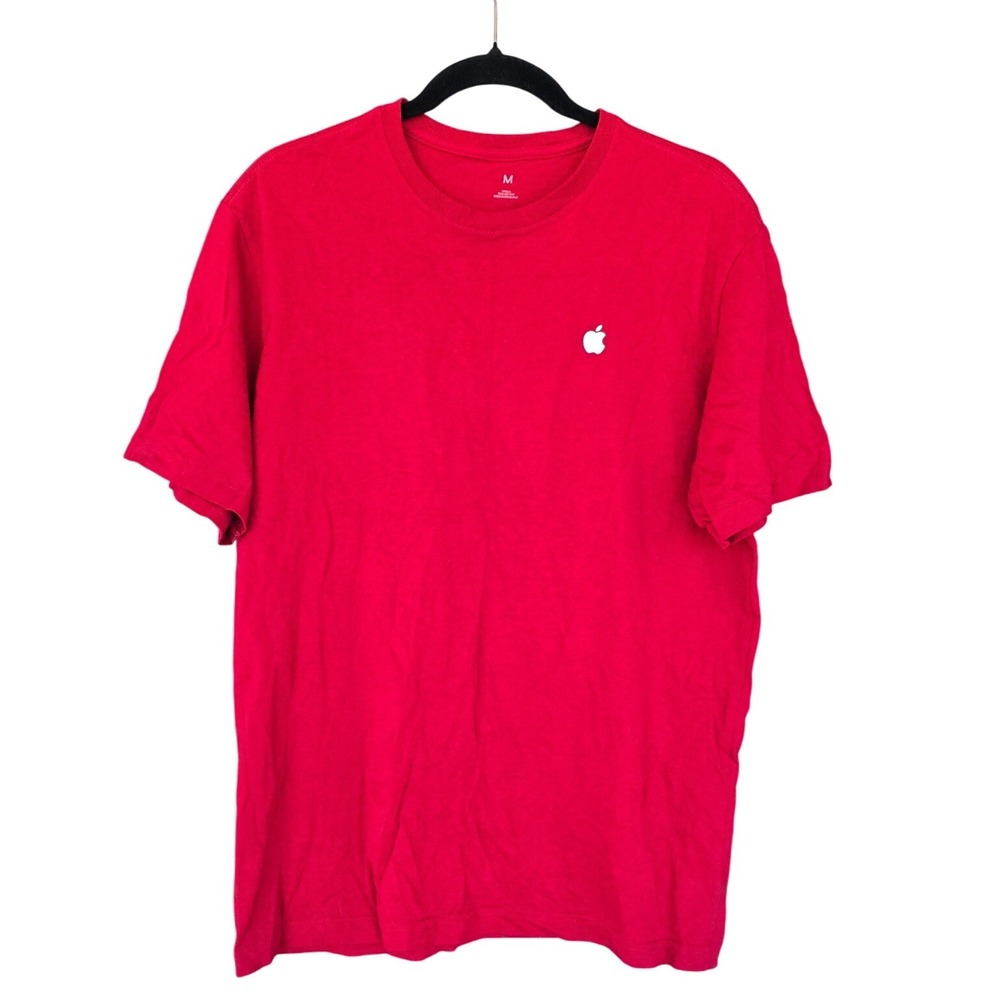 Apple Logo Red Unisex Cotton T Shirt‎ Size Medium
